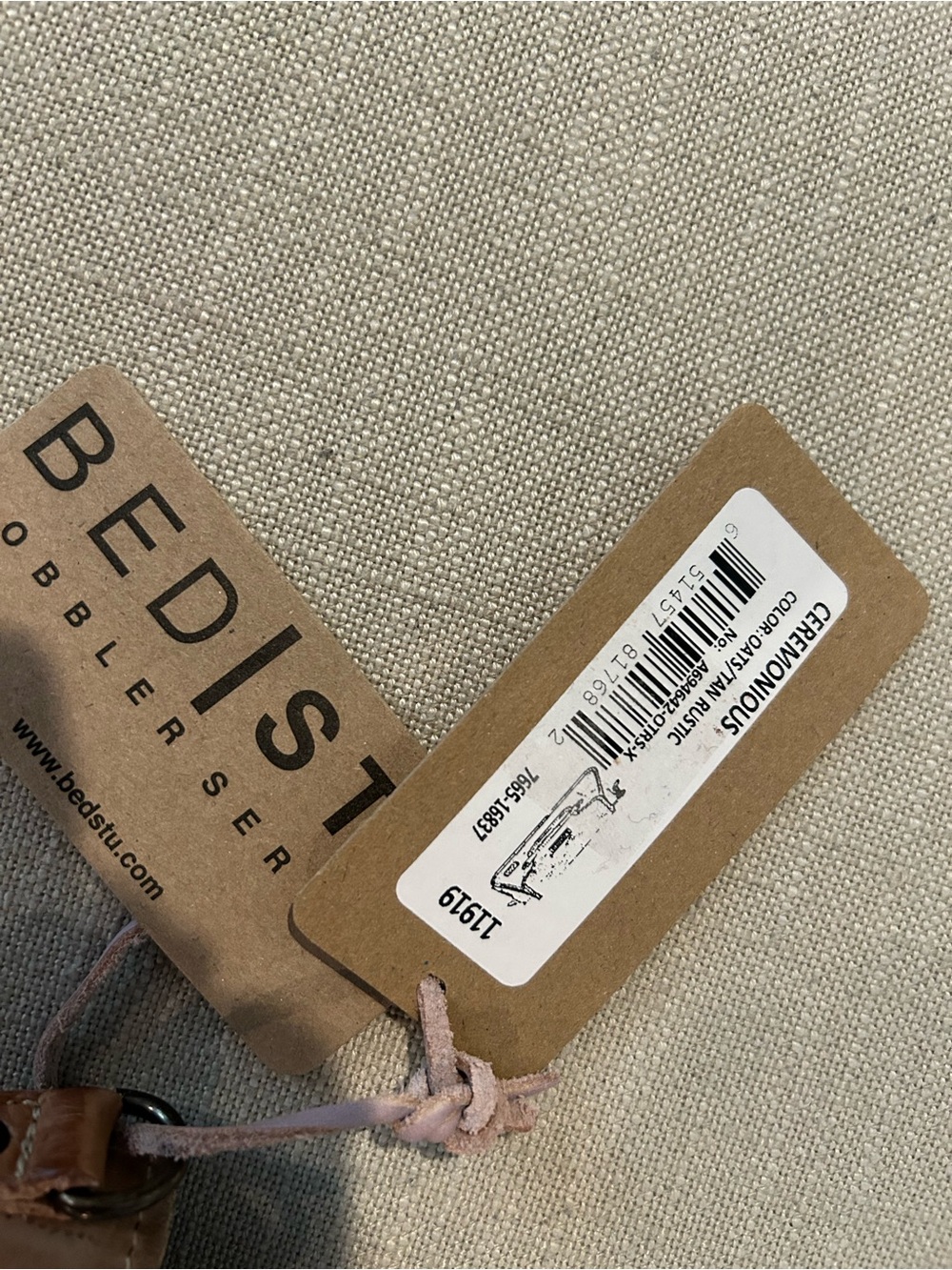 BED|STU Ceremonious Tan Leather Bag with Contrast Trim - Picture 3 of 6